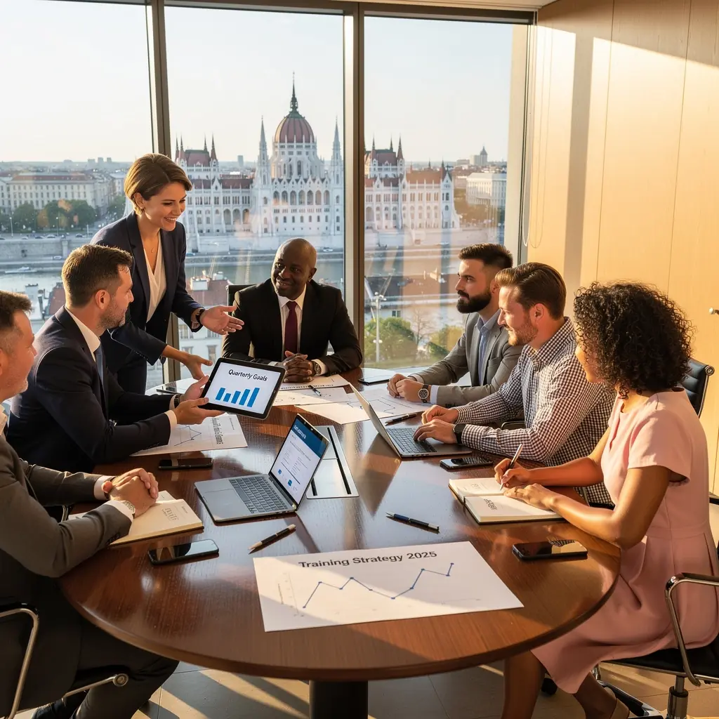 Interaktív workshop, amely során a résztvevők csapatépítő gyakorlatokat végeznek.